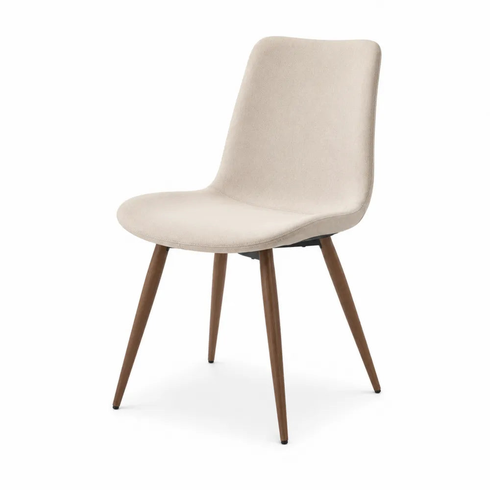 Chaise de salle à manger rembourrée sans accoudoirs 48 x 57 x 86 cm tissu polyester hêtre massif beige brun noyer