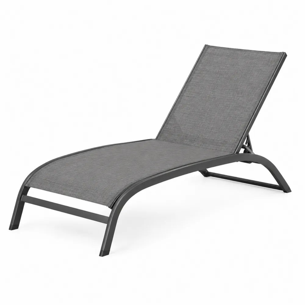 Bain de soleil de jardin réglable 190 x 64 x 92 cm textilène gris cadre aluminium anthracite