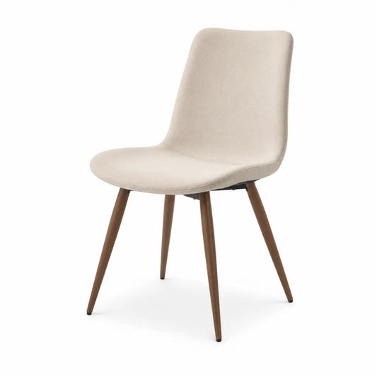 Chaise de salle à manger rembourrée sans accoudoirs 48 x 57 x 86 cm tissu polyester hêtre massif beige brun noyer